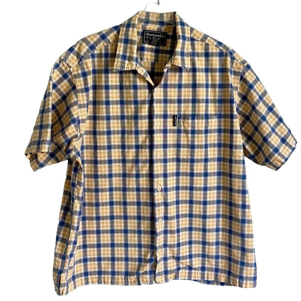 Abercrombie & Fitch Short Sleeve Button Down Cotton Shirt Men's Size Large